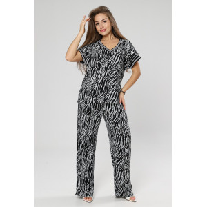 Костюм двойка женский М-1041 жатка (р-ры: 46-56) зебра черно-белая