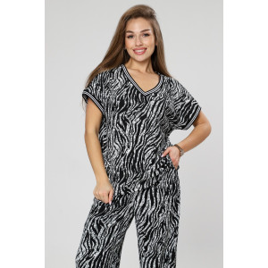 Костюм двойка женский М-1041 жатка (р-ры: 46-56) зебра черно-белая