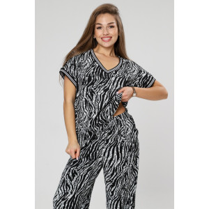 Костюм двойка женский М-1041 жатка (р-ры: 46-56) зебра черно-белая