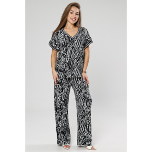 Костюм двойка женский М-1041 жатка (р-ры: 46-56) зебра черно-белая