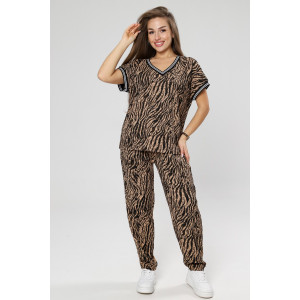 Костюм двойка женский М-1042 жатка (р-ры: 46-56) зебра беж