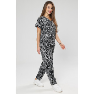 Костюм двойка женский М-1042 жатка (р-ры: 46-56) зебра черно-белая