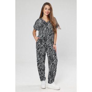 Костюм двойка женский М-1042 жатка (р-ры: 46-56) зебра черно-белая