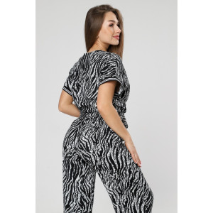 Костюм двойка женский М-1042 жатка (р-ры: 46-56) зебра черно-белая