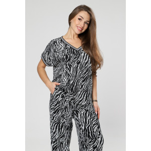 Костюм двойка женский М-1042 жатка (р-ры: 46-56) зебра черно-белая