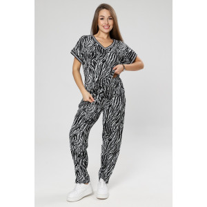 Костюм двойка женский М-1042 жатка (р-ры: 46-56) зебра черно-белая
