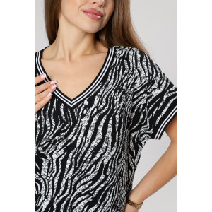 Костюм двойка женский М-1042 жатка (р-ры: 46-56) зебра черно-белая