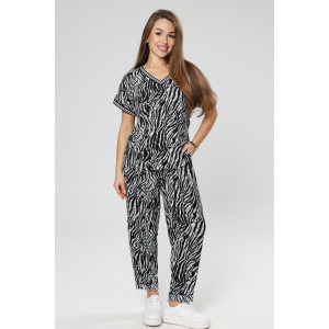 Костюм двойка женский М-1042 жатка (р-ры: 46-56) зебра черно-белая