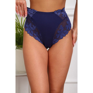 Трусы женские №64965 хлопок стрейч+кружево (р-ры: 50-54) синий