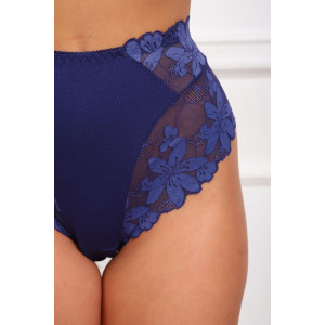 Трусы женские №64965 хлопок стрейч+кружево (р-ры: 50-54) синий