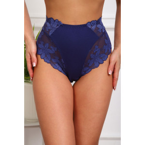 Трусы женские №64965 хлопок стрейч+кружево (р-ры: 50-54) синий