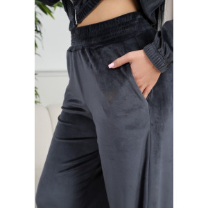 Костюм двойка женский 636 велюр стрейч (р-ры: 42-52) темно-серый