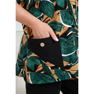 Костюм двойка женский 634 "Листья" кулирка (р-ры: 50-60) зеленый