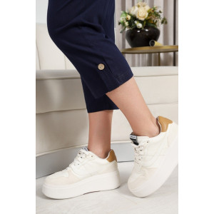 Костюм двойка женский 634 "Листья" кулирка (р-ры: 50-60) синий