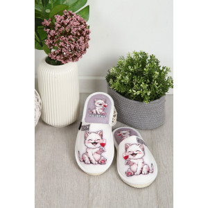 Тапки женские велюр (последний размер) "Кото-гороскоп Козерог" 36-37