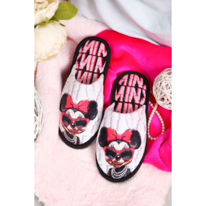 Тапки женские "Emotion Day" велюр "Minnie" (последний размер) серо-розовый 36-37