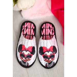 Тапки женские "Emotion Day" велюр "Minnie" (последний размер) серо-розовый 36-37