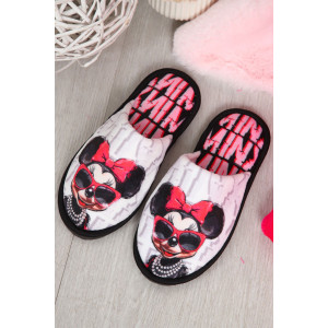 Тапки женские "Emotion Day" велюр "Minnie" (последний размер) серо-розовый 36-37