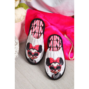 Тапки женские "Emotion Day" велюр "Minnie" (последний размер) серо-розовый 36-37