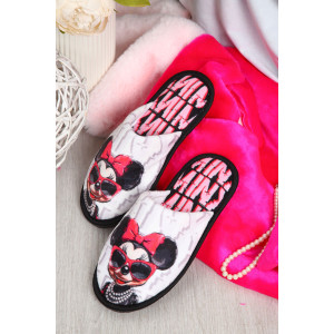 Тапки женские "Emotion Day" велюр "Minnie" (последний размер) серо-розовый 36-37