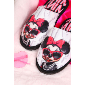 Тапки женские "Emotion Day" велюр "Minnie" (последний размер) серо-розовый 36-37