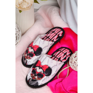 Тапки женские "Emotion Day" велюр "Minnie" (последний размер) серо-розовый 36-37