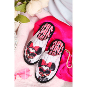 Тапки женские "Emotion Day" велюр "Minnie" (последний размер) серо-розовый 36-37