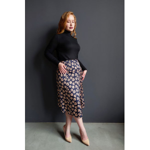 Юбка женская №3203 шелк Армани (последний размер) черно-карамельный 50-52