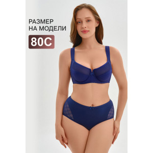 Бюстгальтер женский 2816 OIRO мягкая чаша с сеточкой (последний размер) синий 85Е