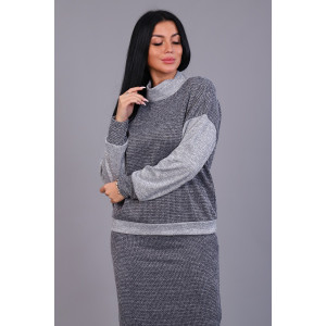 Костюм двойка женский с юбкой №20658 сандра (последний размер) серый 56