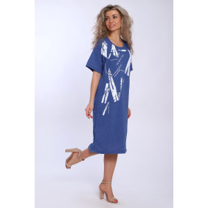 Туника женская №51109 кулирка (последний размер) индиго меланж 48