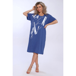 Туника женская №51109 кулирка (последний размер) индиго меланж 48