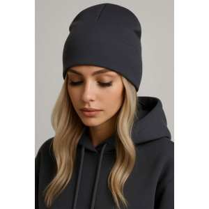 Шапка женская футер 3-х нитка с начесом №001 (последний размер) серый