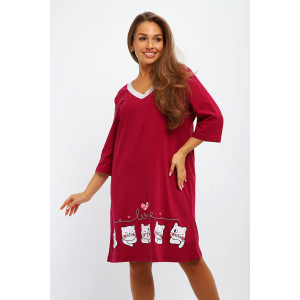 Сорочка женская №195.1 кулирка (последний размер) бордовый 50,56,60