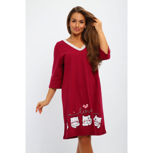 Сорочка женская №195.1 кулирка (последний размер) бордовый 50,56,60