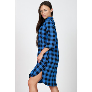 Халат-туника женский М-679 кулирка (последний размер) черно-синий 54,58