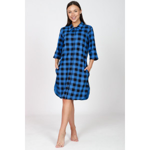 Халат-туника женский М-679 кулирка (последний размер) черно-синий 54,58