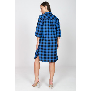 Халат-туника женский М-679 кулирка (последний размер) черно-синий 54,58