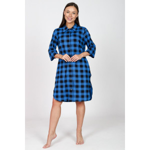 Халат-туника женский М-679 кулирка (последний размер) черно-синий 54,58