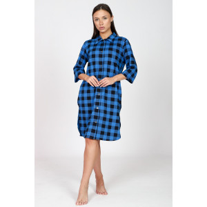 Халат-туника женский М-679 кулирка (последний размер) черно-синий 54,58