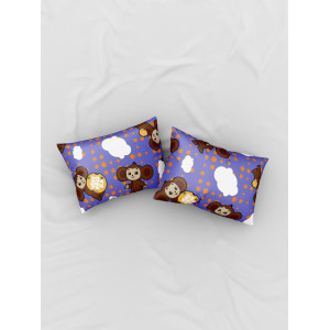 Наволочки классические поплин "Чебурашка фиолетовая" осн. (2 шт.)