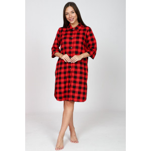 Халат-туника женский М-679 кулирка (последний размер) черно-красный 52