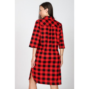 Халат-туника женский М-679 кулирка (последний размер) черно-красный 52