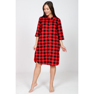 Халат-туника женский М-679 кулирка (последний размер) черно-красный 52