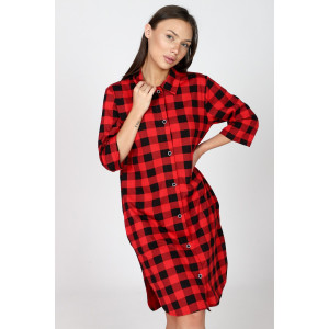 Халат-туника женский М-679 кулирка (последний размер) черно-красный 52