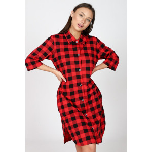 Халат-туника женский М-679 кулирка (последний размер) черно-красный 52