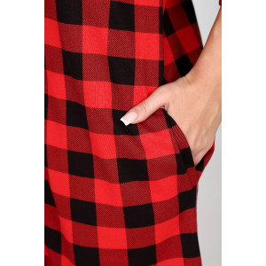 Халат-туника женский М-679 кулирка (последний размер) черно-красный 52