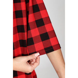 Халат-туника женский М-679 кулирка (последний размер) черно-красный 52