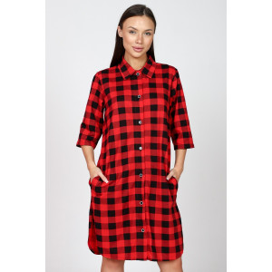 Халат-туника женский М-679 кулирка (последний размер) черно-красный 52