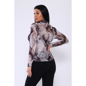 Водолазка женская №24675 сетка (последний размер) мрамор 48